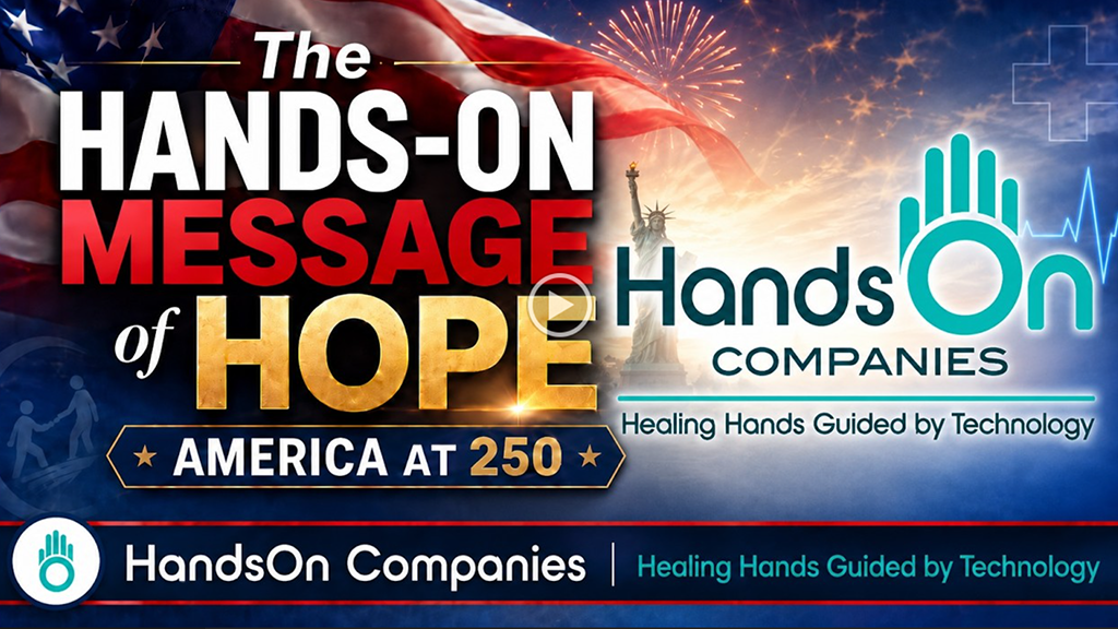 Promotional banner: 'The Hands-On Message of Hope' and 'America at 250' with the HandsOn Companies logo.